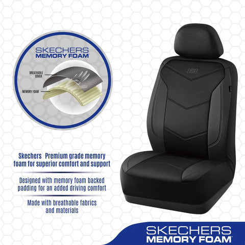 Memory Foam Leather Car Seat Covers For Ultimate Comfort And Support Ride Ready Front Seat Covers Airbag Compatible Universal Fit For SUVs Trucks Cars Vans Sedans Black Everyday Comfort.
