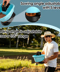 Man using Handheld Electric Seed Spreader For Lawns Cordless 3L Capacity With 7.2V Battery 135 Degree Spread Angle in a garden