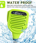 Waterproof Shoulder Speaker Mic for Two Way Radios With 3.5mm Jack And 2 Pin, rugged green mic splashed by water