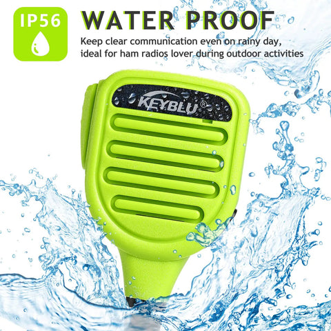 Waterproof Shoulder Speaker Mic for Two Way Radios With 3.5mm Jack And 2 Pin, rugged green mic splashed by water