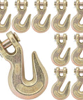10 Piece Three Eighth Inch Clevis Grab Hooks Set, Grade 70 Forged Steel with Yellow Chromate Finish, heavy duty hooks