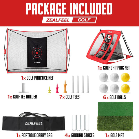 10x7ft Golf Net With Chipping Mat And Silk Target, Foldable Practice Net For Backyard Driving, Indoor Outdoor Use set