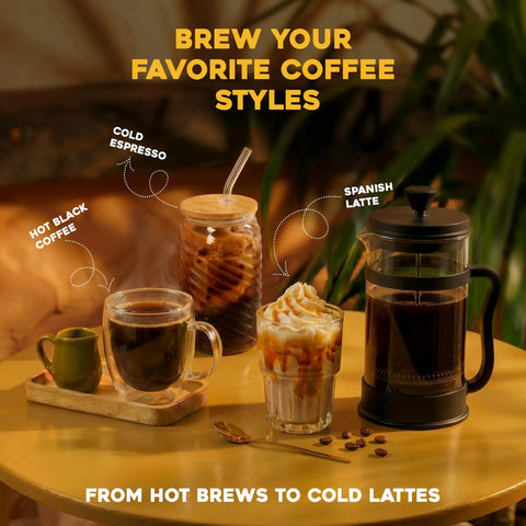 34 Oz Borosilicate Glass French Press Coffee Maker With 4 Filter Sieve System And 80 Mesh Filter for hot coffee preparation