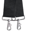 Close-up of clips on ballistic tool belt with suspenders, professional series for heavy duty work, adjustable rigging system.