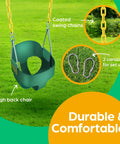 Outdoor Baby Swing For Toddlers With High Back Bucket Seat Heavy Duty Coated Chains Fully Assembled Backyard Swing Set