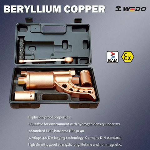 Top Shelf Beryllium Copper Nonsparking Wrench And Socket Kit For Flammable Storage Areas Non Magnetic view in case with tools and handles.