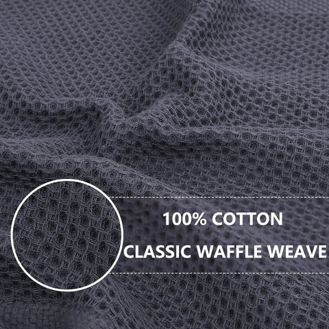 Textured surface of 100 Percent Pure Cotton Waffle Weave Dish Cloths 6 Pack Dark Grey showing absorbent weave detail.