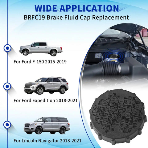 Beefed Up Brake Fluid Reservoir Cap Replacement For Ford F150 Expedition And Lincoln Navigator 2015 2021 With Spiral Seal Heavy Duty Gasket Cover To Stop Evaporation And Leaks Compatible With FL3Z2162A Parts