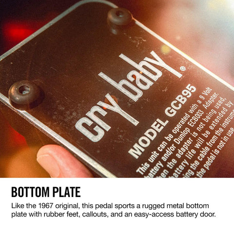 Cry Baby Standard Wah Pedal With Aggressive Modern Voice Iconic Fasel Inductor bottom plate detail with model number