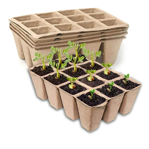 Biodegradable Seed Starter Trays With 60 Cells In 5 Pack For Seedlings Eco Friendly Peat Pots Easy Transplant And Planting Compostable