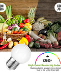 Budget Friendly LED Night Light Bulb G14 With 1W Low Wattage, 10W Equivalent, E26 Base, 3000K Warm White against fruits.