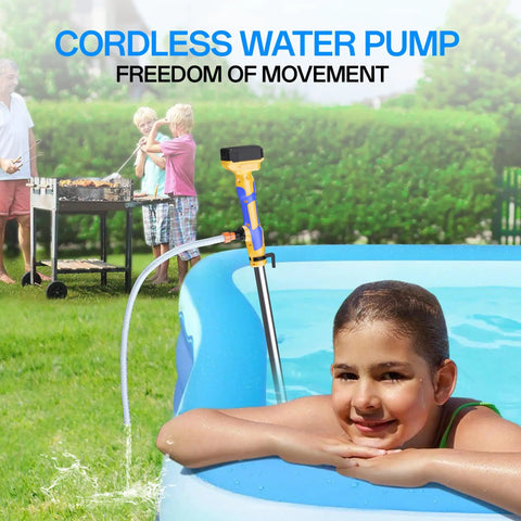 Cordless Stick Water Transfer Pump On The Go With 720GPH Output 32 Foot Head Three Quarter Inch Outlet Battery Powered 20V