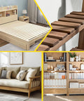 Furniture featuring 50Pcs M6 X 10mm Yellow Zinc Plated Carbon Steel Barrel Nuts Kit for wooden beds, chairs, and shelves.