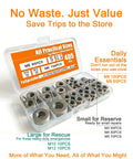 YoSpciaNe 405pc 304 stainless steel flat washer set in a clear case; metric M3–M12 with M6/M8 sizes.