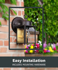 Rust Patina Porch Outdoor Wall Lantern Sconce With Clear Glass Eight Inch Height Modern Yet Classic Back Plate Weather Resistant Exterior Lighting For Entryways Patios And Walkways Pitting And Tarnish Resistant mounted on brick wall