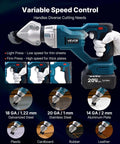 Workhorse Cordless Sheet Metal Cutter With 360 Degree Pivoting Head And Double Blades, cutting materials