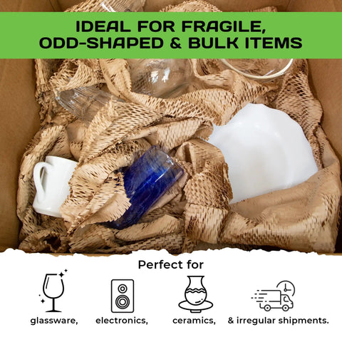 HexaFil Honeycomb Packing Paper For Moving And Shipping Eco Friendly Filler cushioning a fragile ceramic and glass items box