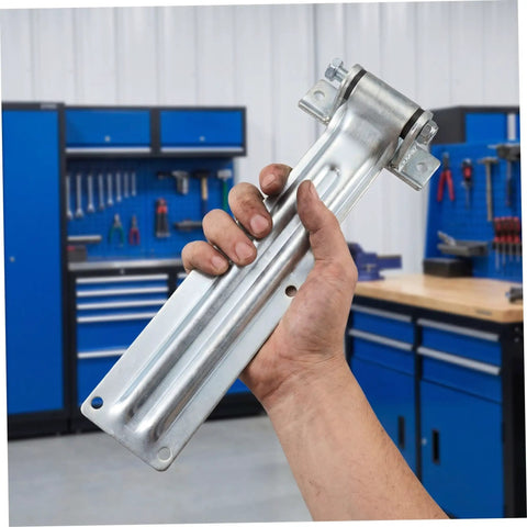 Heavy Duty Alloy Steel Truck Hinge For Box Truck Rear Door Corrosion Resistant Industrial Door Hinge For Refrigerated Freezer Improves Cooling Efficiency And Long Term Durability For Commercial Vans Trailers And More, silver hinge held by hand