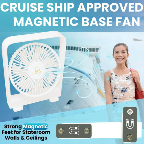 Ultra Thin Magnetic Cruise Fan That Locks Onto Walls Or Ceilings Solid Grip Portable Rechargeable Cooling Buddy near cruise ship.