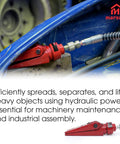 Brand New Hydraulic Spreader Jaw Fits For Porter Power 1/2 Ton Tool With 3-3/4 Inch Max Opening and 5/Gin Tip in use, red hydraulic spreader detail.