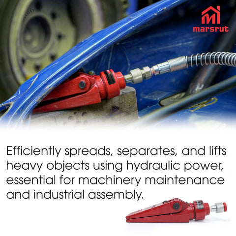 Brand New Hydraulic Spreader Jaw Fits For Porter Power 1/2 Ton Tool With 3-3/4 Inch Max Opening and 5/Gin Tip in use, red hydraulic spreader detail.