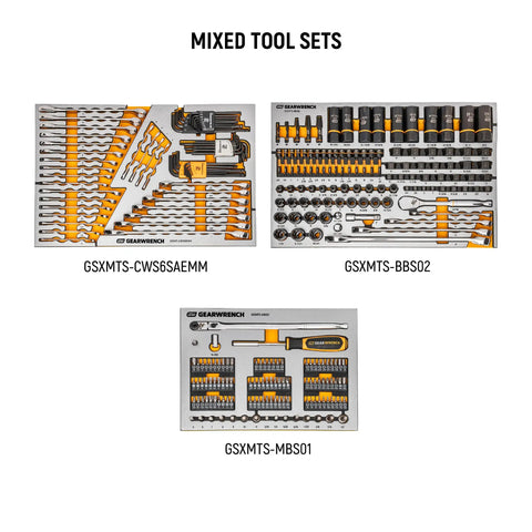 Mixed tool sets from 1024 Piece Master Mechanics Tool Set With Premium Modular Foam Trays And GSX Mobile Tool Storage Built For Pros