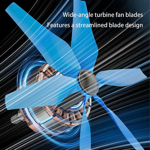 Badass Industrial Floor Fan Built Tough With Premium Permanent Magnet Motor Generates Smooth Six Blade Turbine Airflow Up To 73000 Cubic Meters Per Hour Nonstop For Big Job Sites Daily with aerodynamic blue blades.