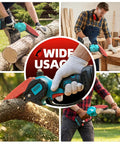 Powerful Brushless 6 Inch Cordless Mini Chainsaw For Quick Yard Cuts, Compact Handheld Electric Chainsaw shown in different uses