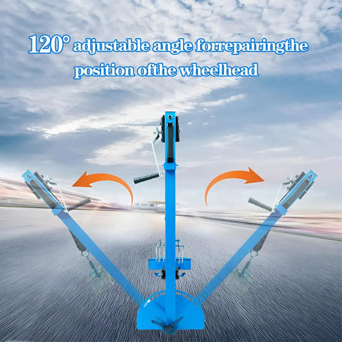 Blue Car Body Sheet Metal Repair Kit With Adjustable Dent Puller showing 120° angle adjustability for wheel repairs