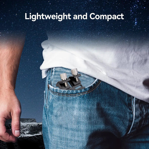Universal Dovetail Base Finder Scope Mount Bracket in jeans pocket, compact and lightweight design for telescopes.