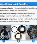 Hella Tough Three Piece Rear Axle Shaft Seal Kit And Inner Outer Wheel Hub Bearing O Rings Fits Toyota 4Runner Pickup T100 Tacoma Tundra Oem 90310 50006 90313 48001 with seals and bearings on workbench.