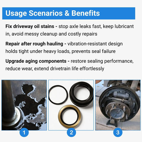 Hella Tough Three Piece Rear Axle Shaft Seal Kit And Inner Outer Wheel Hub Bearing O Rings Fits Toyota 4Runner Pickup T100 Tacoma Tundra Oem 90310 50006 90313 48001 with seals and bearings on workbench.