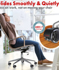 Woman relaxing on office chair with Replacement Chair Wheels Set Of 5 Dual 2 Inch Soft Casters For Hardwood Floors