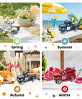 Vintage White Farmhouse Truck With 12 Magnetic Sunflower Magnets, Interchangeable Seasonal Metal Pickup Planter For Home Kitchen Shelf Or Office Decor, 13.4 Inch in four seasonal designs.