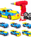 Take Apart Race Car Build Kit With LED Lights And Realistic Engine Sound Includes Mini Electric Drill And Screws, 30 Piece Set