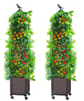 2 Pack Raised Garden Bed Planter Box With Trellis 63 Inch Tall Outdoor Tomato Planters For Climbing Vegetables Flowers And Vines