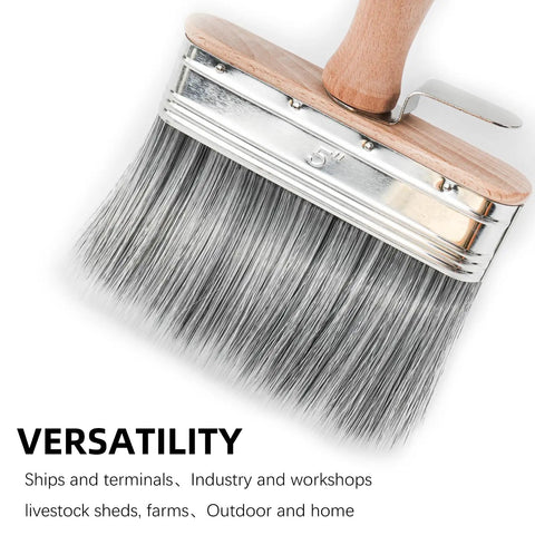 5-inch brush from Deck Stain Brush Set 3 Pack With 4 Inch 5 Inch 6 Inch Wide Brush For Stains Paints And Limewash Includes Extension Pole Perfect For Decks Fences Walls And Furniture On Wood Or Masonry