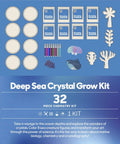 Deep Sea Crystal Grow Kit for Kids - 32-Piece STEM Chemistry Lab components including sea creature templates and trays