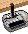 Under Desk Storage Drawer Organizer with Clamp On Mount 360 Degree Rotating Hanging Tray Basket holding office items
