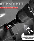 Close-up of deep socket in use from 55 Piece Magnetic Impact Nut Driver Kit With Deep And Shallow Sockets, Wing Nut Setter.
