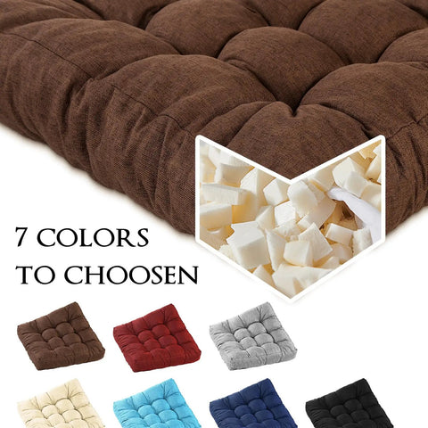 Meditation Floor Cushions Set Of 2 Comfy Thickened Memory Foam Pillows For Adults Large 22 By 22 Inch Square Seat Cushions For Tatami Living Room And Yoga With Back Support Pain Relief And Cozy Brown, tufted brown cushion with foam fill