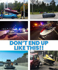 Various mishaps with improperly secured boats and watercraft on trailers, illustrating the need for Adjustable Marine Boat Trailer Transom Tie Down Straps With Quick Release Buckle For Secure Transport Of Boats Jet Skis And Watercraft DOT Compliant Heavy Duty 1600lb MBS 400lb WLL.