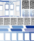 Science Fair Display Kit With 92 Pieces Including 60 Scalloped Border Trims 18 Presentation Subtitles 6 Stickers in Blue Wave Theme