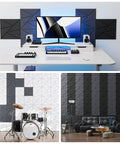 Self Adhesive Acoustic Panels For Walls 22 Pack Premium Soundproof Foam Tiles in home studio and living room setup