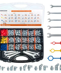 All In One Pro Grade Grease Fitting Kit With Toolbox Featuring 265 Zerk Fittings For SAE And Metric, wrenches, dust caps.