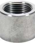 One Half Inch NPT Female Weld On Bung in steel for industrial piping and welded fittings heavy duty natural finish ready for welding.