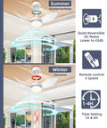 30 Inch Ceiling Fan With Lights And Remote Control LED Indoor Outdoor White 3 Reversible Blades for Season Operation
