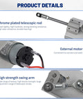 Mini Reciprocating Linear Actuator With 2cm To 4cm Stroke DC 24V 66 RPM showing chrome plated rod and high strength swing arm