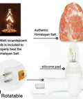 Pink Himalayan Salt Lamps Hand Carved Natural Night Lights For Bedrooms And Home Decor With bulb, silicone pad, and plug details.