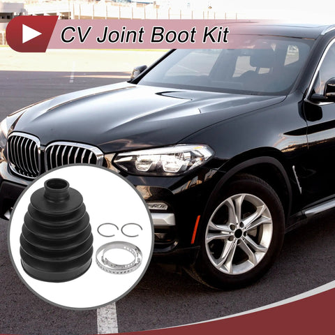 BMW CV Joint Boot Kit Outer With Clamps 1 Set Black Rubber Replacement Fits 328i 2007 To 2016 320i 2013 To 2018 328i XDrive 2009 To 2016 328xi 2007 To 2008 330i 2006 To 2018 on BMW SUV